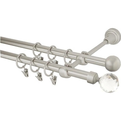 HEBR Garnýž Koule crystal chrom mat dvojitá 230 cm