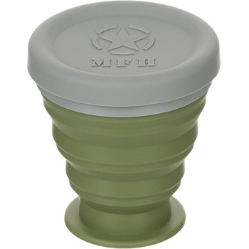 MFH Сгъваема чаша с капак, силиконова, зелена, 200 ml (33399)