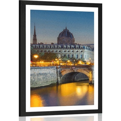 Plakát s paspartou oslňující panorama Paříže - 60x90 silver