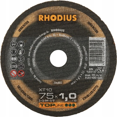 Řezný kotouč na kov Rhodius 206803 75 x 10 mm