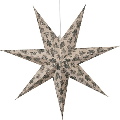 Star trading Vianočná papierová hviezda so zeleným dekorom COTTON 60 cm, bez svetelného zdroja (083-00)