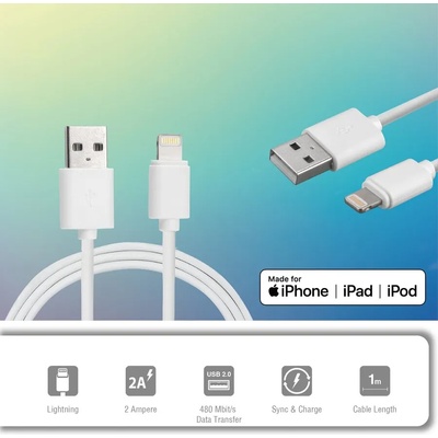 4smarts Кабел за бързо зареждане със сертификат MFI за iPhone от серията 4smarts Basic USB-A to Lightning Cable MFi certified 1m - бял 4S460003 - 10015