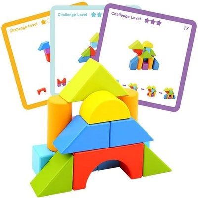Tooky Toy Дървена игра с цветни геометрични фигури - Tooky Toy