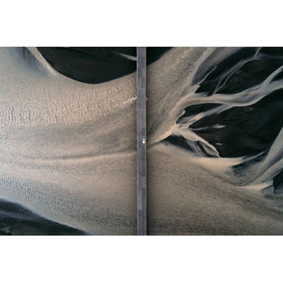 Plakát, Obraz - Car driving over a bridge crossing, Abstract Aerial Art, 40 × 26.7 cm