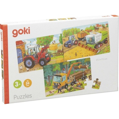 Goki Puzzle Zemědělská vozidla 3 x 24 dílů