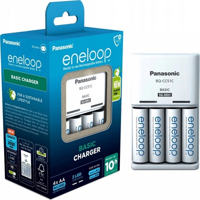 Panasonic Eneloop Basic Charger + 4x Panasonic Eneloop 1900mAh K-KJ51MCC40E – Zboží Živě