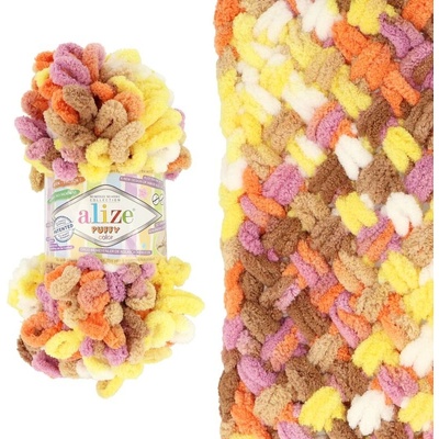 Alize Puffy Color 6531 žlto hnedo fialová
