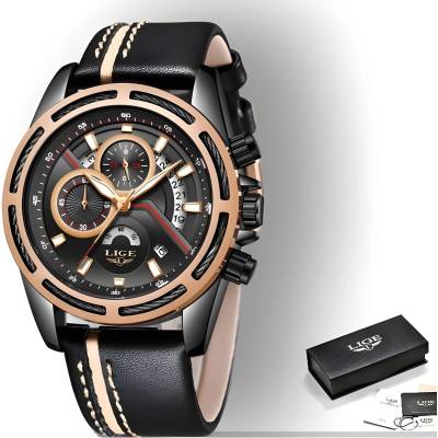 LIGE Часовник lige wh-4071 - Черен / Златен kp4071 (wh-4071)