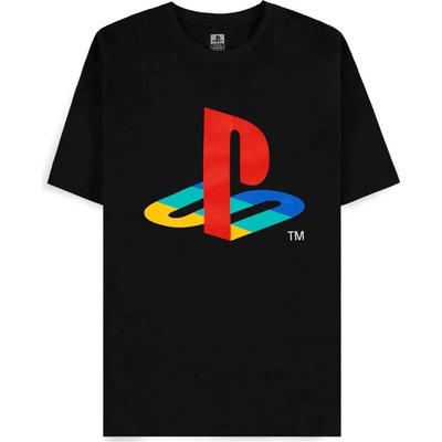 CurePink: pánské tričko Playstation: Velké logo černá