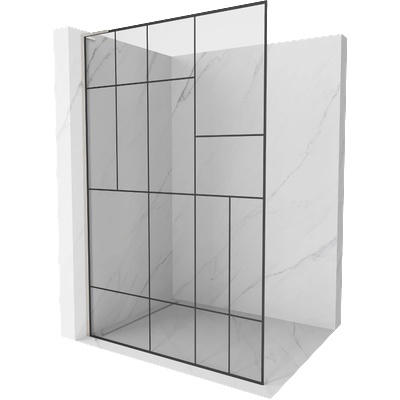 Mexen Kioto L стена за душ Walk-in 80 x 200 cm, черен модел, четкан никел - 800-080-103-97-78 (800-080-103-97-78)