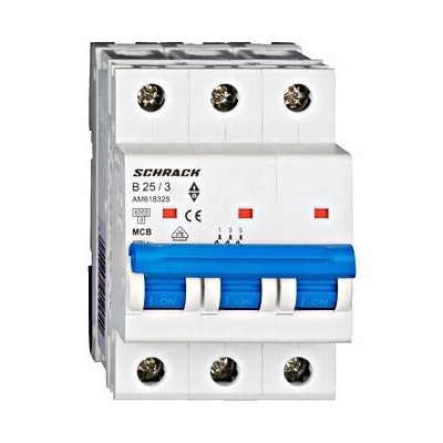 Schrack Миниатюрен прекъсвач AMPARO 6kA, B 25A, 3P (AM618325)
