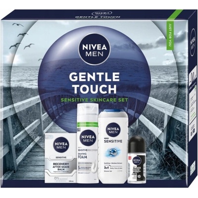 Nivea Men Gentle Touch pěna na holení 200 ml + balzám po holení 100 ml + sprchový gel 3 v 1 250 ml + antiperspirant roll-on 50 ml