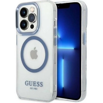 GUESS Кейс Guess GUHMP14LHTRMB за iPhone 14 Pro 6.1"", син / син, твърд, Metal Outline Magsafe (KXG0057188)