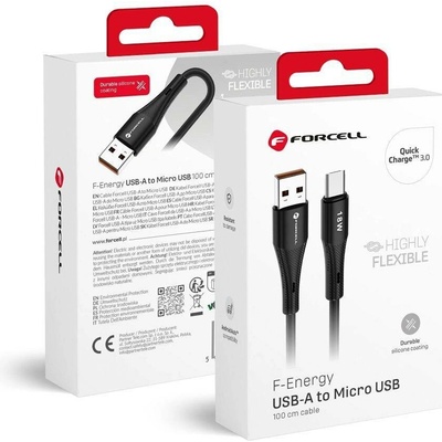 Forcell C341 USB A na Micro USB Qc3.0 2,4A 18W silikonový 1m černý