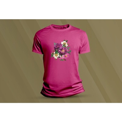Sandratex dětské bavlněné tričko Květiny. fuchsia