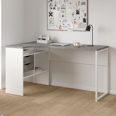 Бюро Function Plus с 2 чекмеджета Бял и бетон