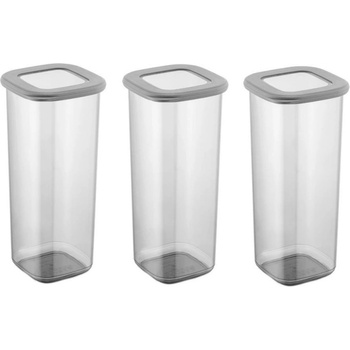 Kosova Комплект кутии за съхранение Kosova 964FRM1106, 3 бр, 1750 мл, 10х24.5 см, Сив/Прозрачен (964FRM1106)