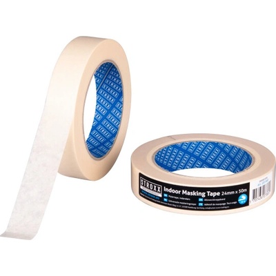 Stroxx Krepová lepiaca páska 24 mm x 50 m krémová bílá