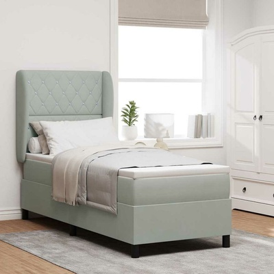 zahrada-XL 3340844 Postel s boxspringem s matrací Světle šedá samet