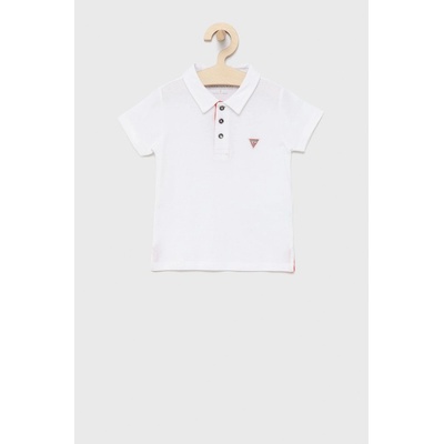 GUESS Детска памучна тениска с яка Guess в бяло с изчистен дизайн (N2GP03.KAPY0)