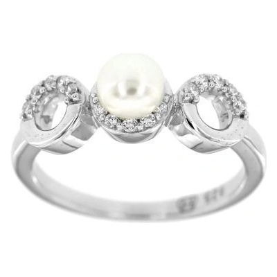 Zlatnictví U Kostela Stříbrný prsten s perlou a zirkony 6497