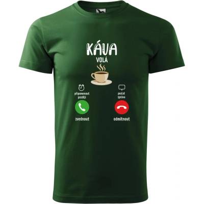 Dobrý Triko pánské tričko Káva volá Lahvově zelená