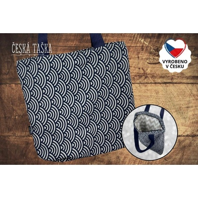 Česká Taška Taškokabelka WAVE blue XL ručně šitá Česká Taška s podšívkou a zipem 50×50 cm