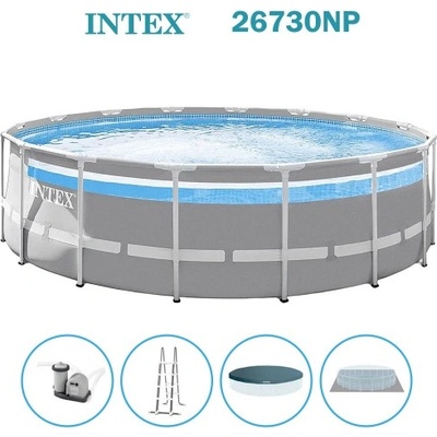Intex Басейн с конструкция, 488x122 см, INTEX 26730NP Prism Frame ClearView, с филтърна помпа, стълба, подложка, покривало (26730NP)