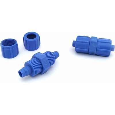 Plastová modrá přímá spojka pro hadici 6/4 mm