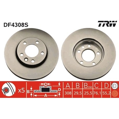Brzdový kotúč TRW DF4308S