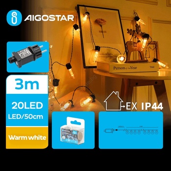 Aigostar - LED външна декоративна гирлянда 20xLED/3m IP44 топла бяла (AI1452)