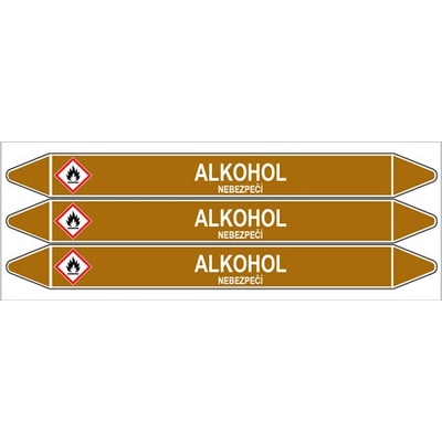 Značení potrubí, alkohol,3 ks, 355 × 37 mm PZ 007848