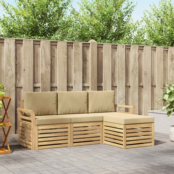 vidaXL Комплект дивани за открито 4 pcs Бяло и Бежово (3391638)