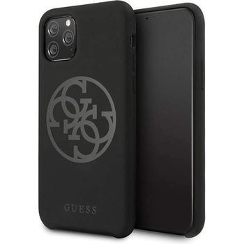 GUESS 4G Tone on Tone Silicone Hard Case - силиконов (TPU) калъф за iPhone 11 Pro (черен)