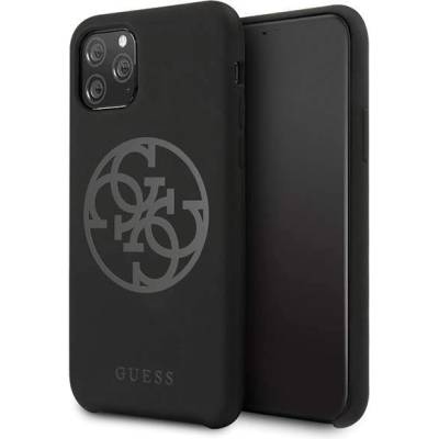 GUESS 4G Tone on Tone Silicone Hard Case - силиконов (TPU) калъф за iPhone 11 Pro (черен)