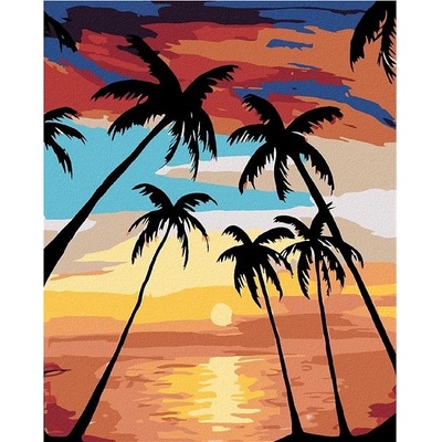 zuty Malování podle čísel Palmy a západ slunce 80 x 100 cm bez rámu a bez vypnutí plátna
