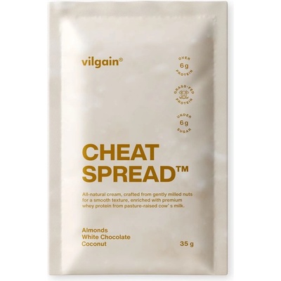 Vilgain Cheat Spread – mandle s bielou čokoládou a kokosom 35 g