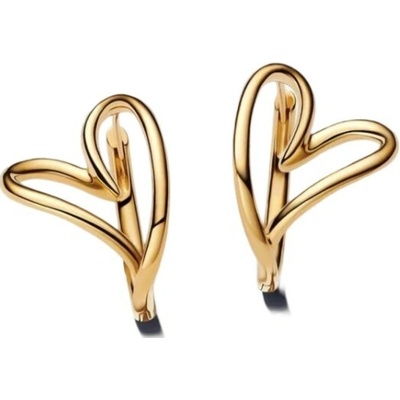 Pandora Pozlátené kruhové náušnice srdiečka Shine 263807C00