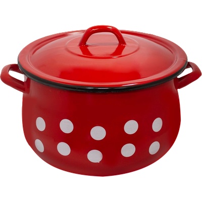 Румънски емайл РЯ-Емайлирана тенджера Ø22cm ЧЕРВЕНА С ТОЧКИ 6L (217+39P/22) (0160204)