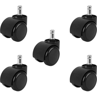 Malatec Náhradní Kolečka pro Kancelářské Židle - 5 ks, Černá, Polyuretan, Průměr 5 cm