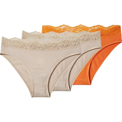esmara Dámské kalhotky s krajkou 3 kusy oranžová béžová – Hledejceny.cz