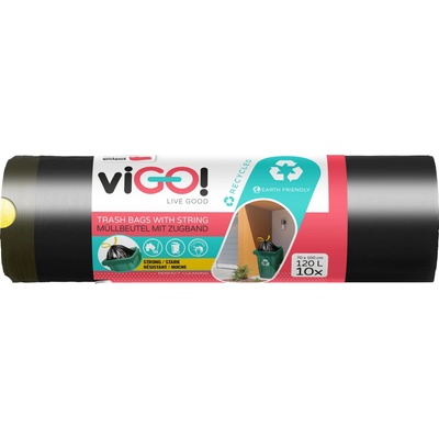viGO! Pytle zatahovací LDPE 30µm 120l 10ks černé