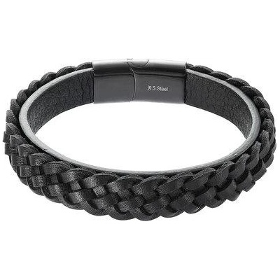 Evolution Group náramek pánský z recykl.kůže zapletený cop 43026.3 černý