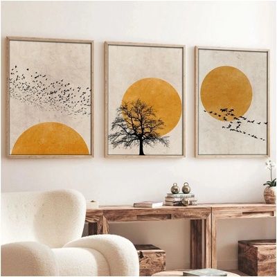 Asir | SADA 3x Obraz ve fotorámečku 50x70 cm béžová/žlutá | AS1984
