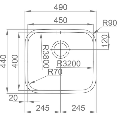 Sinks LAGUNA 490 V 0,8 mm