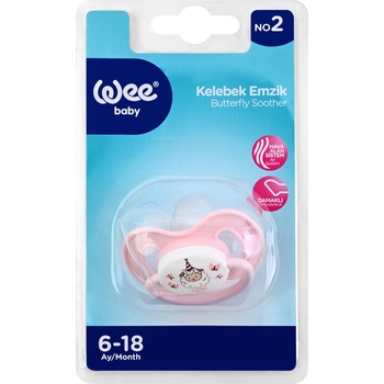 Wee Baby Залъгалка Wee Baby - Пеперуда, 6-18 м, розова овчица (159)