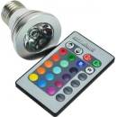 RGB LED žárovka E27 3W RGB s dálkovým ovladačem 3 ks