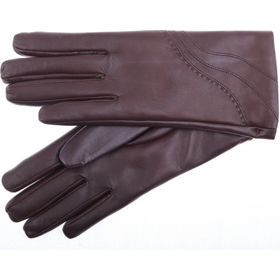 Špongr dámské kožené rukavice Emily hnědé podšívka kašmír