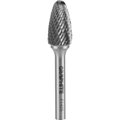 Graphite HM fréza na kov, typ F (špicatá guľatá špička), 14 x 25 mm, stopka 6 x 45 mm 55H373