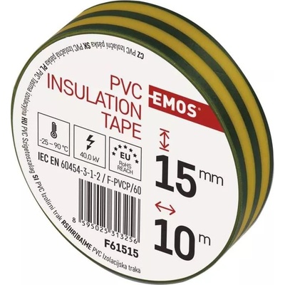 Emos F61515 izolačná páska PVC 10 mm x 15 m zeleno-žltá